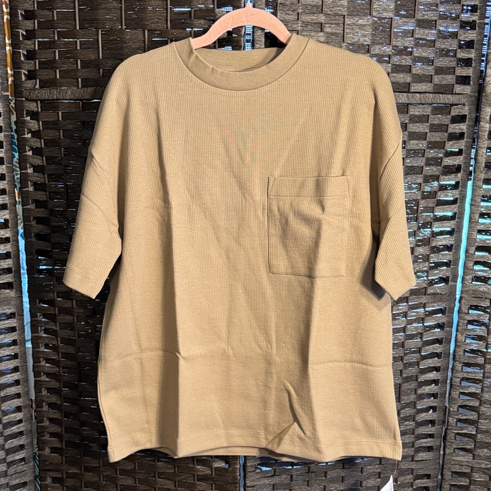 ASOS DESIGN Premium Oversized Boxy Textured T Shirt with Pocket Brown XS Sepia